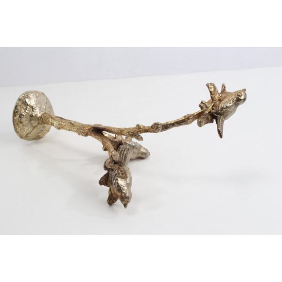 Vintage Gold Cast Iron Bird Clip Sculpture Art Decor Birds on Branches Heavy - Picture 13 of 16